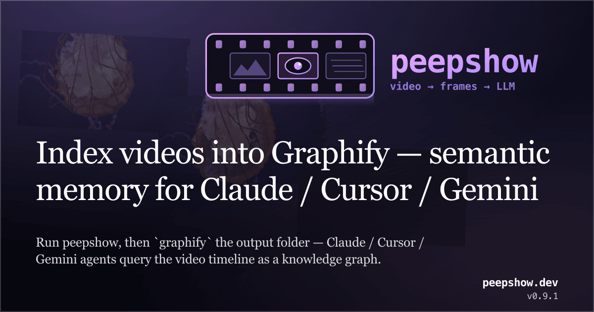Index videos into Graphify — semantic memory for Claude / Cursor