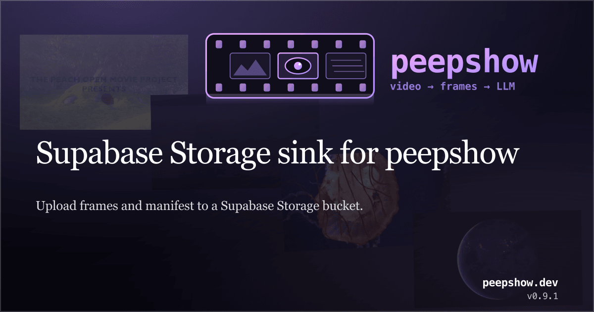 peepshow Supabase Storage sink — Upload frames and manifest…